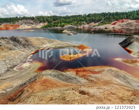 Quarry for the extraction of multi-colored clay in the Ural Mountains 121372025