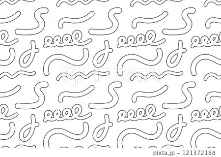 Seamless Black and White Wavy Doodle Pattern 121372188