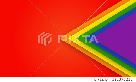 Abstract geometric red, orange, yellow, green, blue and purple lgbt color background. June LGBTQ Historical Pride Month. Background with rainbow color copy space for text. Vector illustration 121372216