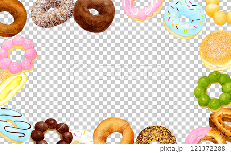 甜甜圈框架手繪水彩插畫糖果糖果背景素材 甜甜圈框架手繪水彩插畫糖果糖果背景素材 121372288