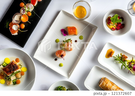 Delicious and beautifully presented meals 121372607