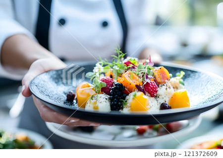 Delicious and beautifully presented meals 121372609