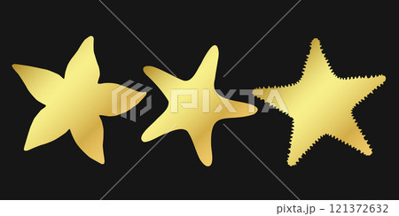 Set golden starfish sign icon on black background. Gold vector clipart illustration Set golden starfish sign icon on black background. Gold vector clipart illustration 121372632