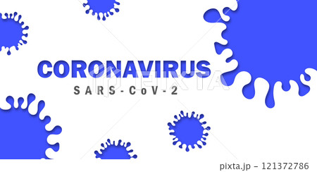 BLUE CONCEPT CORONAVIRUS. SARS-COV. Wuhan coronavirus 2019-nCoV concept.Dangerous chinese nCoV coronavirus, SARS pandemic risk alert. Symptoms. Chinese virus. Vector illustration 121372786