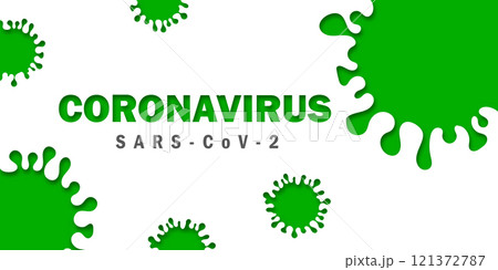 GREEN CONCEPT CORONAVIRUS. SARS-COV. Wuhan coronavirus 2019-nCoV concept.Dangerous chinese nCoV coronavirus, SARS pandemic risk alert. Symptoms. Chinese virus. Vector illustration 121372787