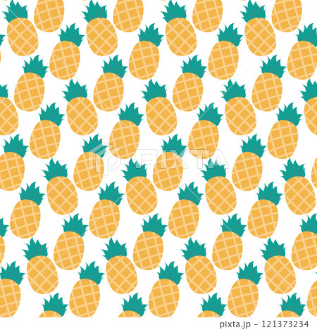 Ripe Pineapple with leaves Seamless pattern in trendy minimalism Summer tropical background texture Ripe Pineapple with leaves Seamless pattern in trendy minimalism Summer tropical background texture 121373234