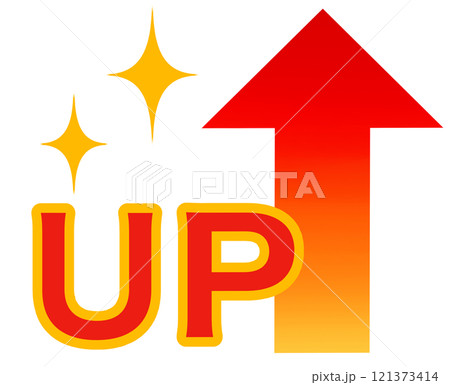 矢印　上昇　アップ 121373414