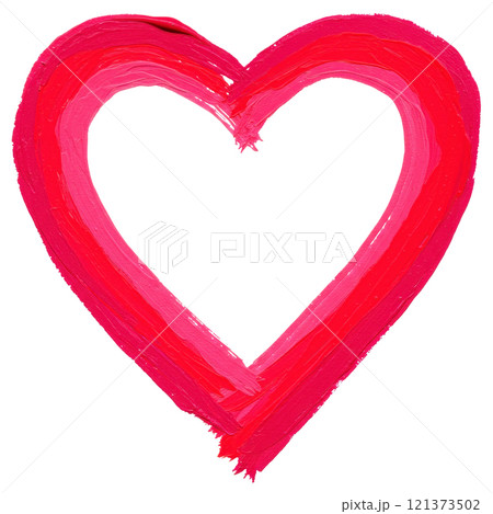 レッドとマゼンタのオイルペインティングのオープンハート 121373502