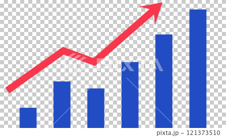 Rising bar graph and arrow 121373510