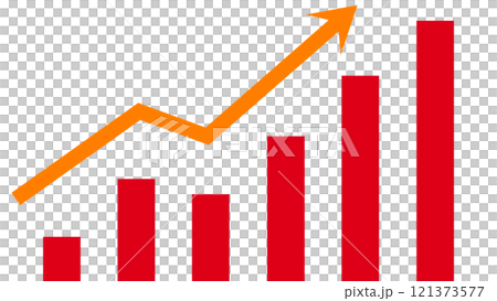 上升的長條圖和箭頭 121373577