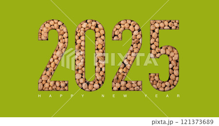 2025 peas new year concept on a green background concept series  121373689