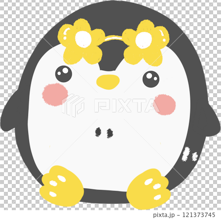 cute penguin illustration with flowers. 121373745