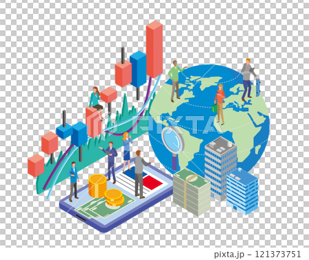 Illustration of overseas stock investment Illustration of overseas stock investment 121373751