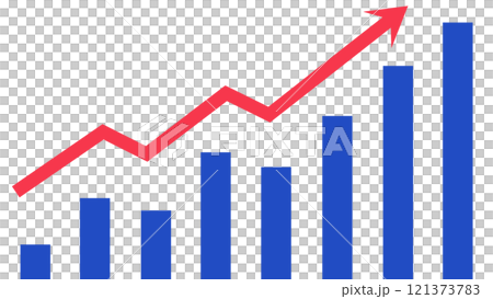 Rising bar graph and arrow 121373783