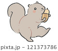どんぐりを持って楽しそうなリスのイラスト 121373786