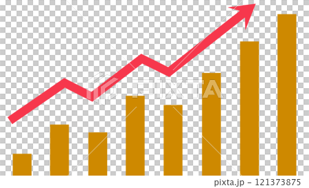 Rising bar graph and arrow Rising bar graph and arrow 121373875