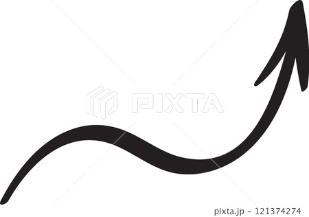 Hand drawn black arrow curving upwards against a clean white background, symbolizing growth, progress, and positive momentum while conveying themes of success and ambition Hand drawn black arrow curving upwards against a clean white background, symbolizing growth, progress, and positive momentum while conveying themes of success and ambition 121374274