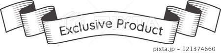 Waving ribbon banner with exclusive product written on it, suitable for advertising and marketing campaigns promoting premium goods and services Waving ribbon banner with exclusive product written on it, suitable for advertising and marketing campaigns promoting premium goods and services 121374660