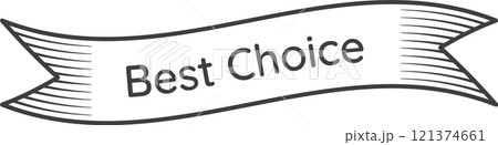 Waving ribbon banner featuring a best choice message, promoting premium quality products and enhancing marketing and advertising campaigns with elegance and professionalism 121374661