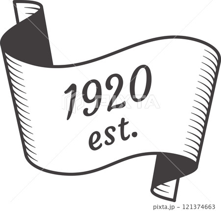 Vintage style ribbon banner design celebrating the year 1920, highlighting a centenary or significant anniversary, featuring elegant typography and classic decorative elements 121374663