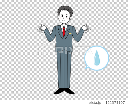 Illustration of a male salesperson serving customers Full-body illustration of a male businessman 121375107