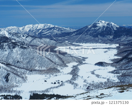 至仏山から望む雪の尾瀬ヶ原と燧ヶ岳 至仏山から望む雪の尾瀬ヶ原と燧ヶ岳 121375130