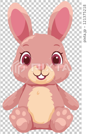 可愛的兔子毛絨動物插圖圖標坐 121375218