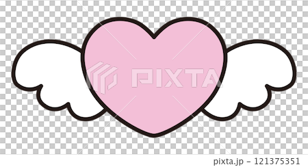 羽の生えたハートのベクターイラスト 121375351
