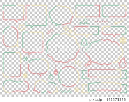 聖誕彩色語音氣泡、框架和季節性圖標 121375356