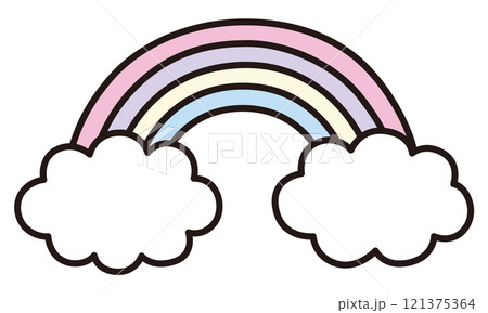 かわいい雲と虹のベクターイラスト 121375364