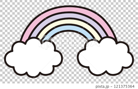 かわいい雲と虹のベクターイラスト 121375364