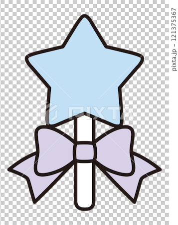 Vector illustration of a heart-shaped stick with a ribbon 121375367