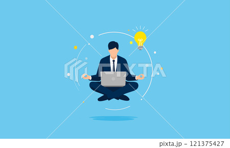集中するビジネスマンのイメージイラスト、ベクター 121375427