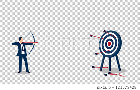 商人擊弓的向量圖:目標實現的挑戰 商人擊弓的向量圖:目標實現的挑戰 121375429