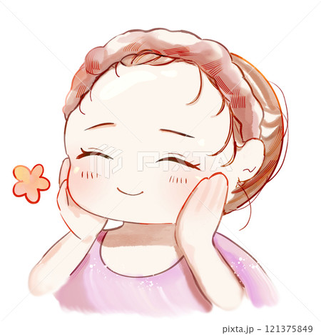 スキンケアをする女性のイラスト スキンケアをする女性のイラスト 121375849
