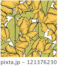 Beautiful paper art seamless pattern with flowers. Summer vector illustration. Spring floral vector 121376230