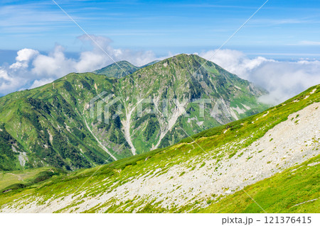 雷鳥沢登山道から見る奥大日岳と大日岳　北アルプス劔岳登山 121376415