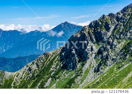 剱御前山から見る鹿島槍ヶ岳（南峰）　北アルプス劔岳登山 121376436