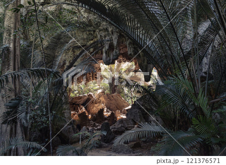 The famous travel destinations Ancient forest Hup Pa Tat in the Central Valley Uthai Thani. The famous travel destinations Ancient forest Hup Pa Tat in the Central Valley Uthai Thani. 121376571