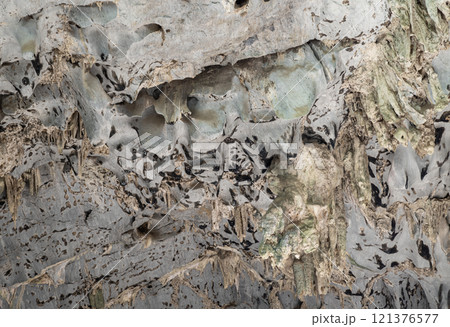Nature view of Stalactites interior of the old limestone cave at Ancient forest Hup Pa Tat. 121376577