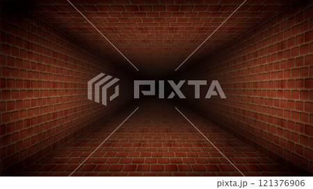背景イラスト　赤煉瓦のダンジョン(一本道) 121376906