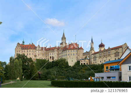 Sigmaringen, Germany - located in the Black Forest, very close to the source of the river Danube, Sigmaringen is famous for its Medieval fortress Sigmaringen, Germany - located in the Black Forest, very close to the source of the river Danube, Sigmaringen is famous for its Medieval fortress 121376965