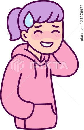 Embarrassed cartoon teenage girl drawing 121376976