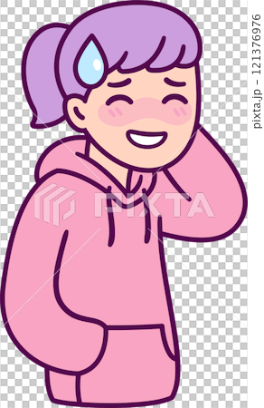 Embarrassed cartoon teenage girl drawing 121376976