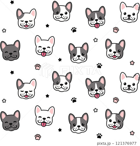 Cute French Bulldog faces seamless pattern Cute French Bulldog faces seamless pattern 121376977