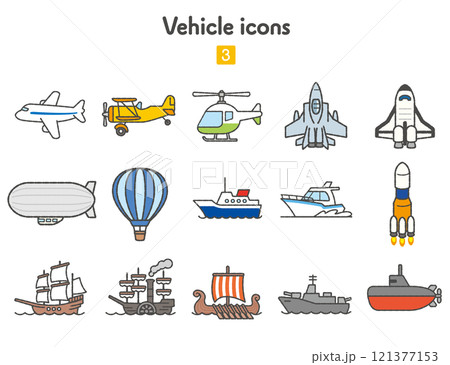 飛行機・船舶のアイコン集 121377153