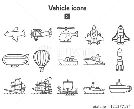 飛行機・船舶のアイコン集 121377154