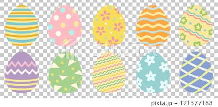 多彩的復活節彩蛋向量素材 121377188