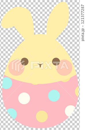 Easter bunny with one ear Easter egg beige vector material Easter bunny with one ear Easter egg beige vector material 121377287