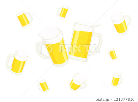 ジョッキ生ビールのイラスト ジョッキ生ビールのイラスト 121377810
